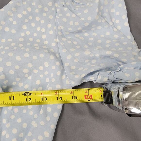 ZARA Mini Dress M Polka Dot Puff Sleeve Ruched Front Picnic Style - Picture 6 of 7